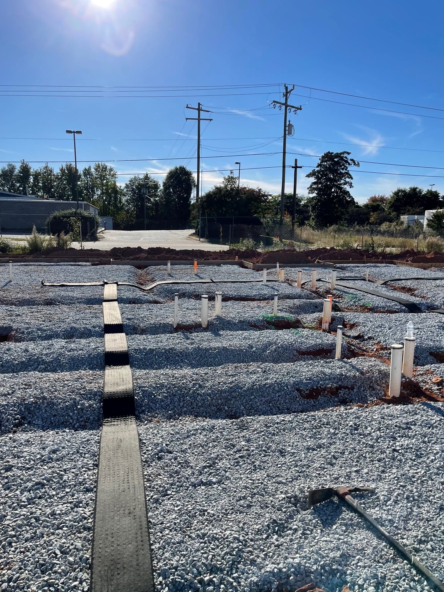 Radon Mitigation System Installation in New Construction Site
